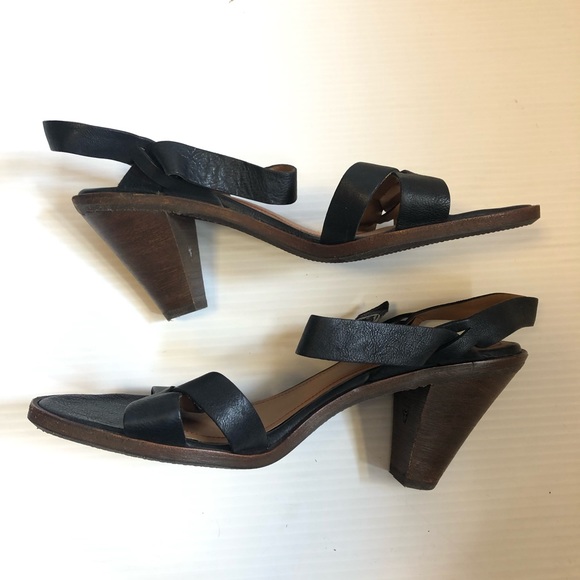 Trask Summer Black Washed Calfskin Cone Heels - Picture 6 of 12